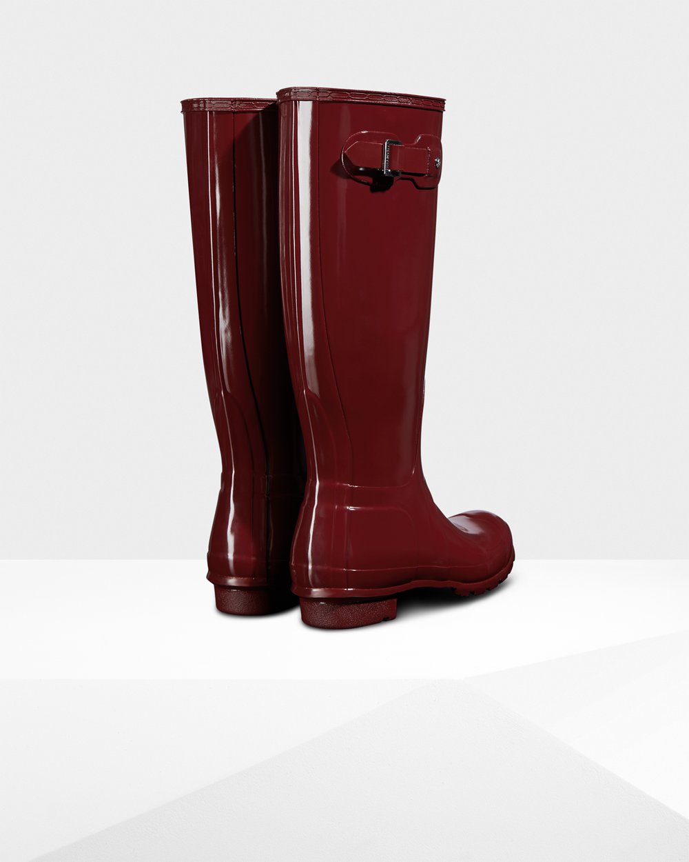 Womens Hunter Tall Rain Boots Grey Red - Original Gloss - 4802536-HP